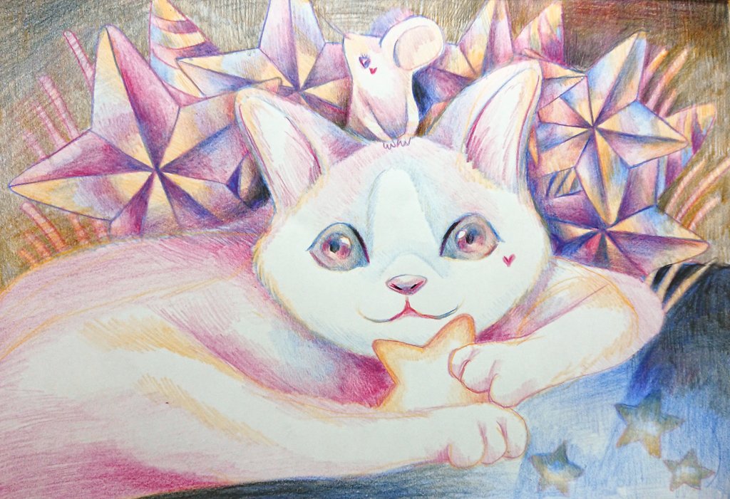 #絵 #イラスト #アート #色鉛筆イラスト #ネズミ #猫 #星 #originalillustration #art
#illustration #illustrationart #coloredpencil #star #mouse #nlightcolor