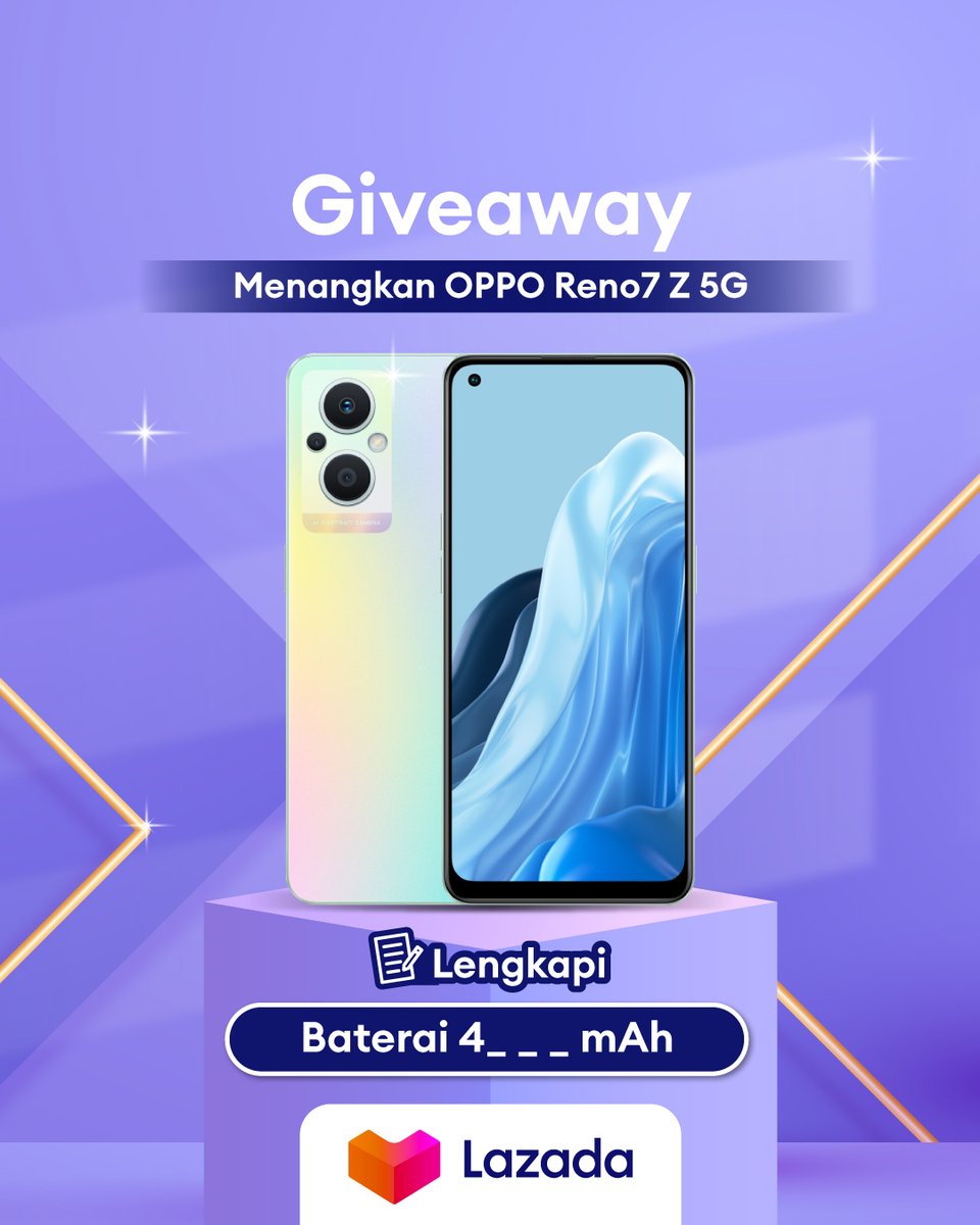 ✨ GIVEAWAY ALERT ✨

MAU HADIAH OPPO RENO7 Z 5G GRATIS?  

1. Follow <a href="/LazadaID/">Lazada</a> &amp; tag 3 teman kamu
2. RT, Like &amp; komen jawaban yang benar + kenapa kamu harus menang pake hashtag #LazadaGiveaway sebanyak-banyaknya, ya~

Periode: 8-14 Agustus
