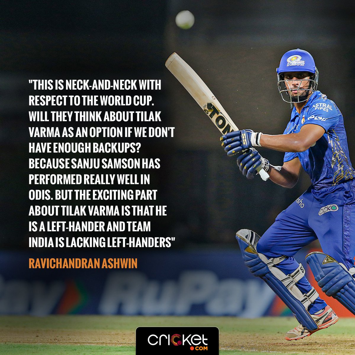 weRcricket's tweet photo. Should India have Tilak Varma as an option for the 2023 World Cup? 🤔

#CWC23 #WIvIND #WIvsIND https://t.co/6lUKfByspC