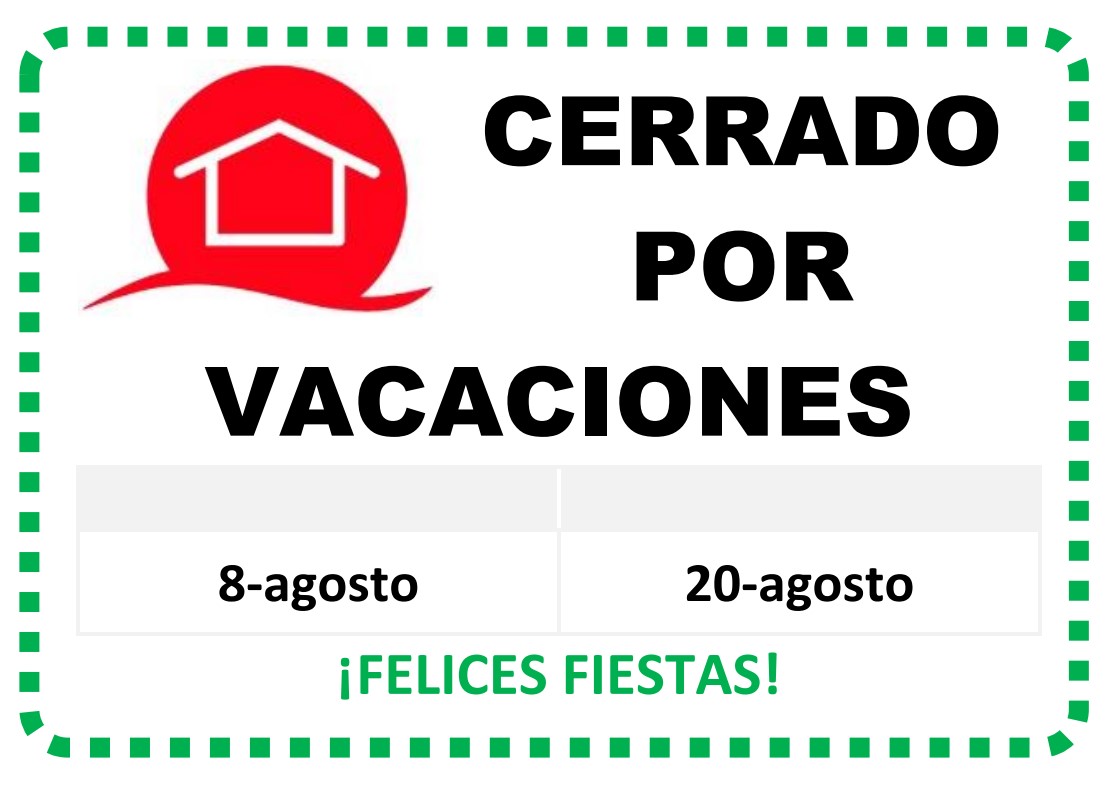 fincasvicam's tweet photo. Os informamos que desde el el 8 al 20 de agosto permaneceremos cerrados por vacaciones. https://t.co/weUvomH3xS
