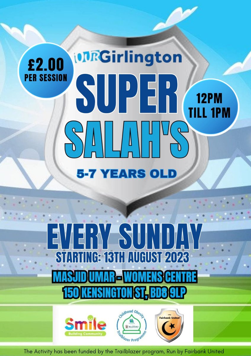 Fairbank United in collaboration with our girlington are running football sessions aimed at 5 to 7 year old. Click on the following link to register. Limited Places - sign up quick

forms.gle/zzmrx1y9QLgdzT…