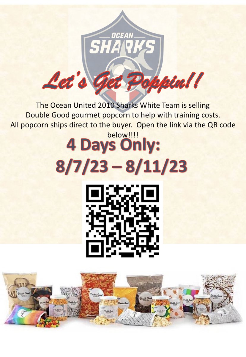 BCP_PA_C's tweet photo. @DoADoubleGood popcorn sale happening right now.  Sales support #youthsoccer.  Scan the code and check out the flavors! #gourmetpopcorn 🍿 https://t.co/SMQvaq3qL0