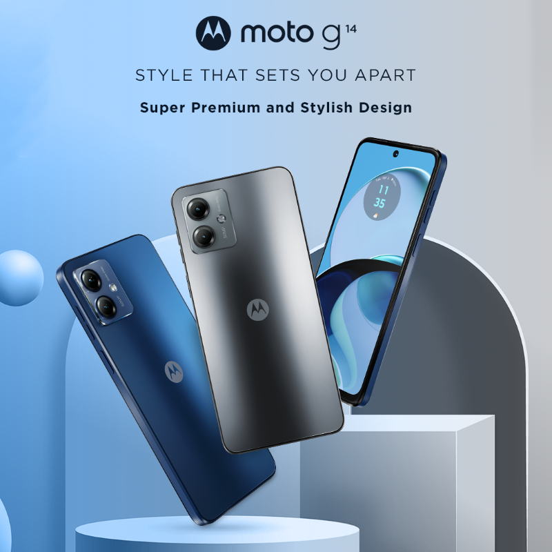motorolaindia's tweet photo. Elevate your entertainment with #motog14! Immerse yourself in its captivating 6.5” FHD+ Display, immersive Stereo Speakers with Dolby Atmos®, and more. Get it at just ₹9,249* on @flipkart, https://t.co/azcEfy2uaW, and top retail stores. #HatkeStyle #HatkeEntertainment