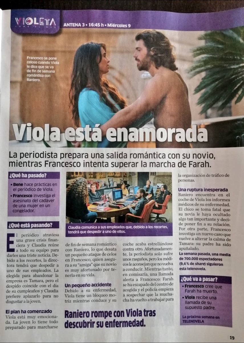 🇪🇸 🗞️ | Tele Novela Magazine 
#VioletaComoElMar sweeps Spanish television 

The new TV series starring #CanYaman and Francesca Chillemi has revolutionised Spain l. The secret of success is the chemistry between its actors, the incredible settings and quick, engaging plot.