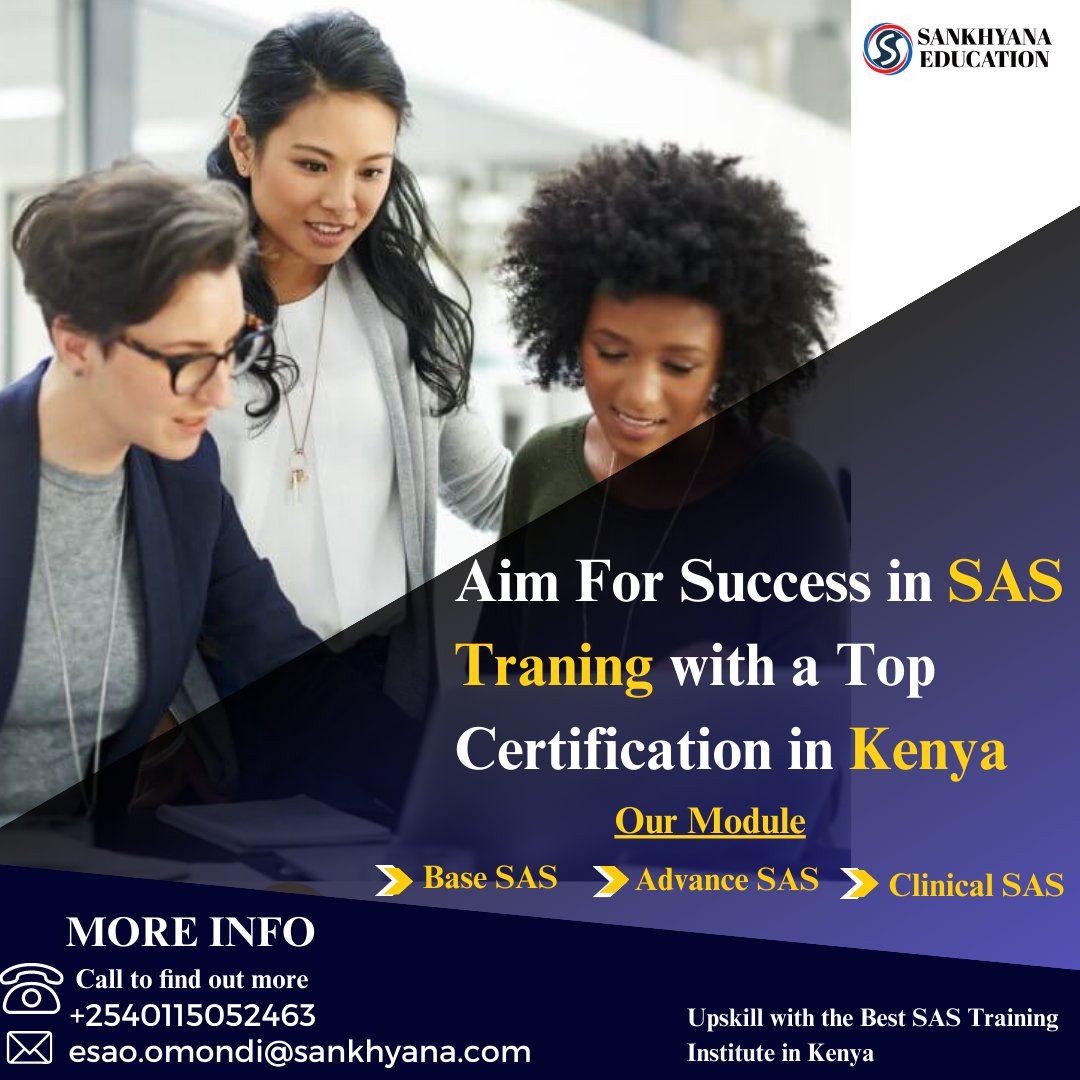 SankhyanaK's tweet photo. Aim For Success in SAS Traning with a Top Certification in Kenya Gain hands-on experience with real-world projects and expert guidance from industry professionals.
Register here:https://t.co/pBvKirrpVF
#career #opportunities #healthcareanalytics #SASProgramming https://t.co/pzmPto2djL