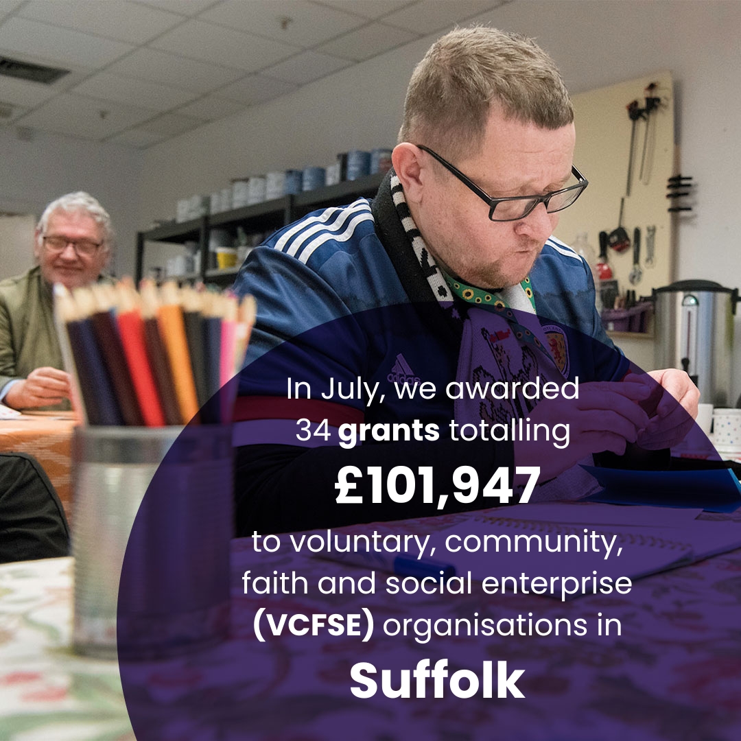 suffolkgiving's tweet photo. Our grant total for July was £101,947 - awarded to the VCFSE sector in Suffolk.

Find out more about our grant-making and how you can help by visiting our website.

#TeamSuffolk #philanthropy #Community #VCFSE #GrantMaking https://t.co/23xtuZxdsH