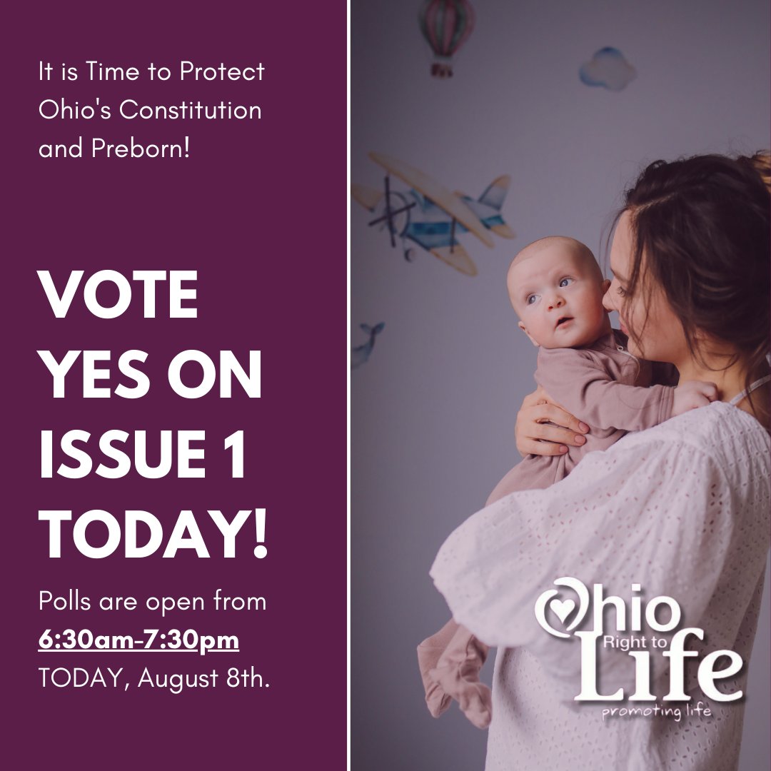 🚨🗣️There is still time to protect LIFE by voting YES on Issue 1! Polls are open until 7:30pm today.

🗳️🇺🇸Go to voteohio.gov to find your polling location. #VoteYesOhio