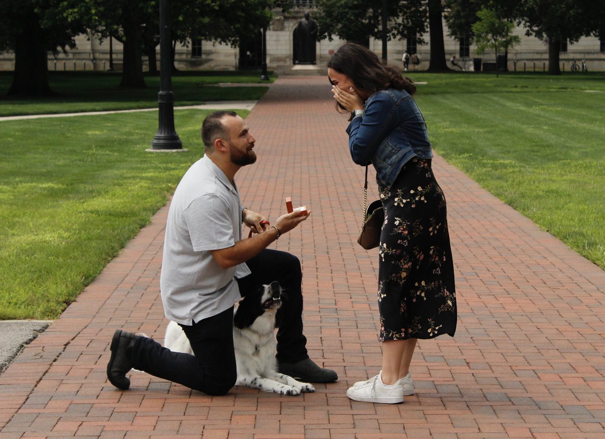 we’re nuts about this Leo Alfred proposal on the Oval 💍🌰😍

Complete with “Carmen” — their pup! This Buckeye couple is sure to have a lifetime of happiness. Congratulations! ❤️