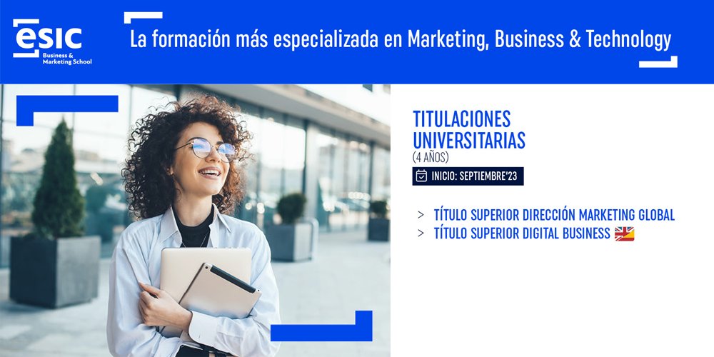 ¿Quieres alcanzar tus metas profesionales y destacar en el mundo empresarial?🤔

Nuestra oferta educativa te ofrece la oportunidad de adquirir las habilidades y conocimientos claves para triunfar🚀

No esperes más, ¡inscríbete hoy mismo!➡️esic.edu/malaga
