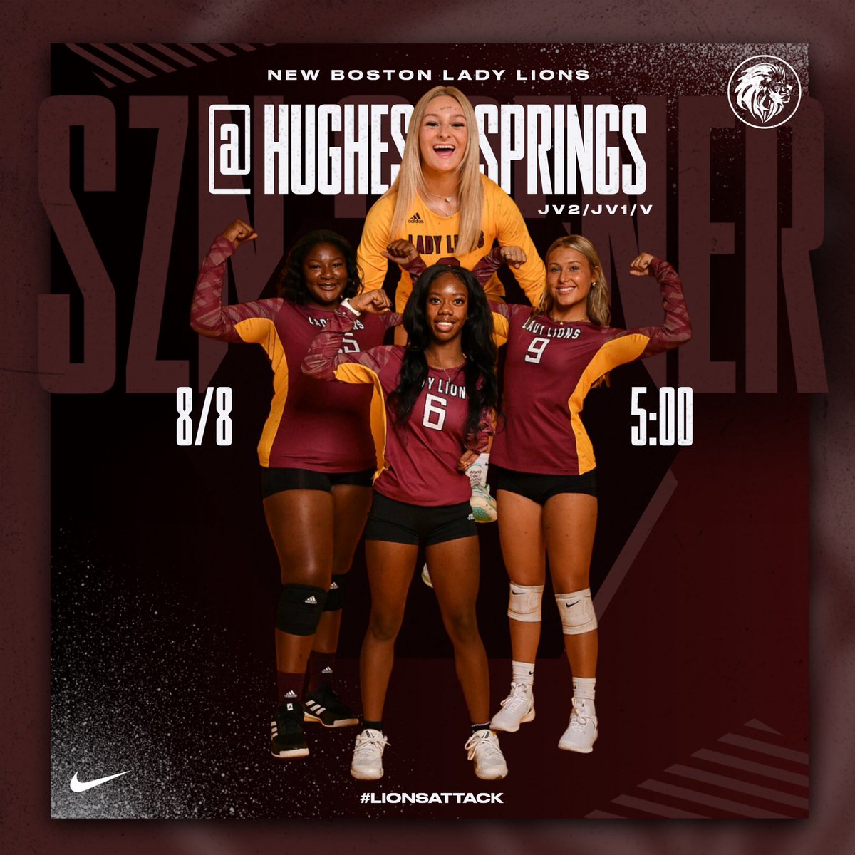 NewBostonISD's tweet photo. 🚨GAMEDAY🚨
Come support our Lady Lions TONIGHT at their season opener in Hughes Springs! JV2 begins @ 5pm.
#SRSZN
#LIONSATTACK https://t.co/CUBVxtdfjP