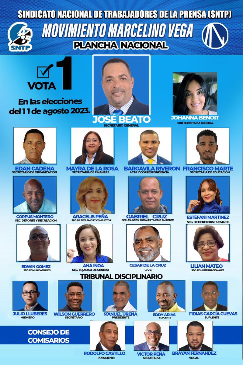 Para continuar fortaleciendo la defensa del trabajador de la prensa, este viernes 11 vota por la plancha 1 Movimiento Marcelino Vega .
¡ Fortalece tu sindicato de la prensa ¡ .