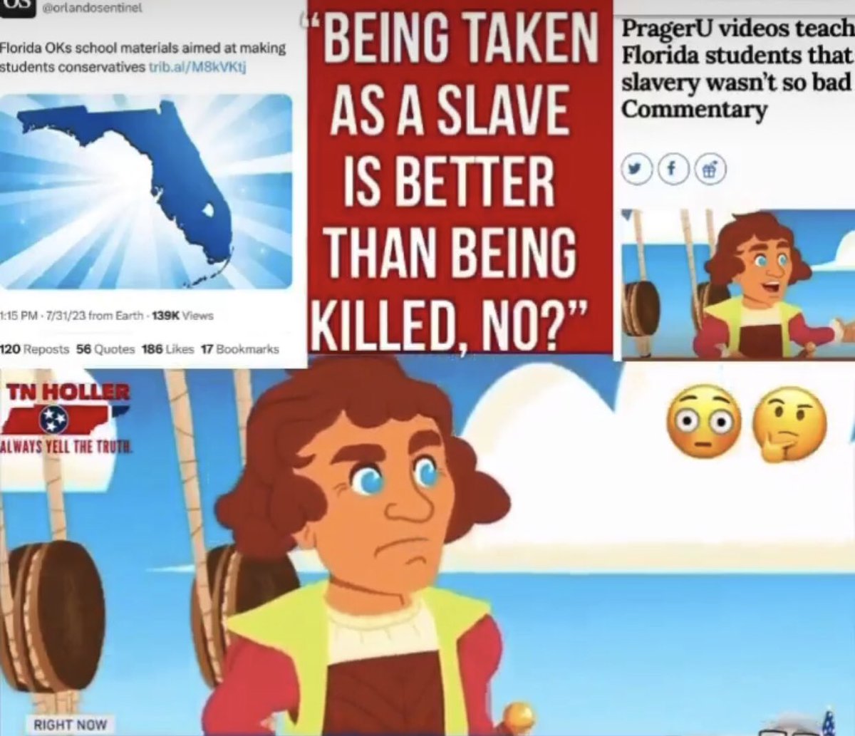 I wonder what blue eyed Chris Columbus had to say about placing native Americans on reservations? I guess that was better than being killed too. This is white privilege to the nth degree.