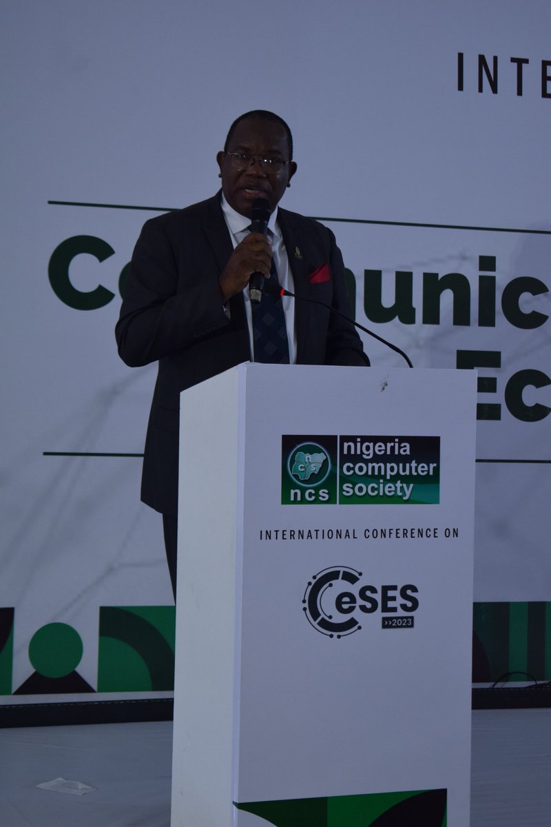 The President/Chairman of Council, Mr @KoleJagun delivering his Goodwill Message at the Opening Ceremony of the 2023 International Conference of the @NigeriaComputer holding in Bauchi, Bauchi State