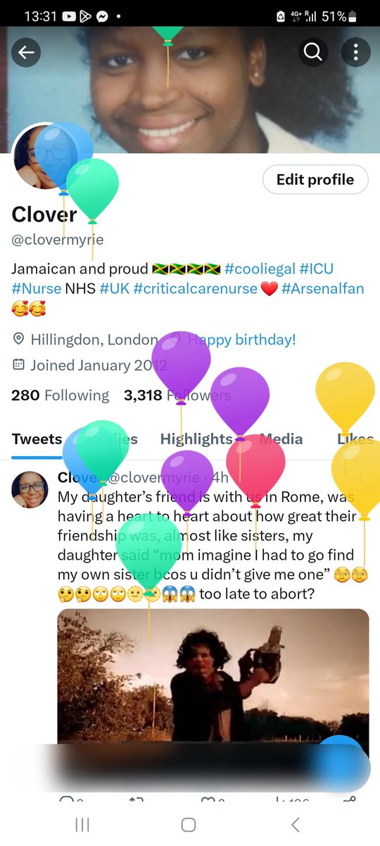 clovermyrie's tweet photo. Balloons on my page โฅ๏ธโค๏ธ another year around the sun ๐๐ happy and grateful #chapter52 #Rome #Roma #Italy #Italia https://t.co/E3Sq4wSuMW