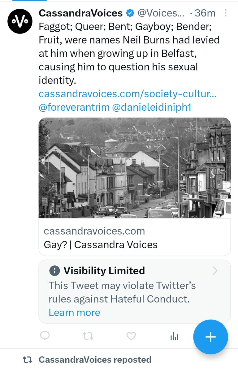 Interesting that Twitter have chosen to restrict/censor this post, even though though it's an article that simply points to the hateful language that was used.
Can we describe reality?
@TwitterDublin