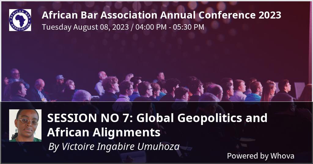 Happening : <a href="/VictoireUmuhoza/">Victoire Ingabire Umuhoza</a> to speak at the African Bar Association Annual Conference about her proposal for #Rwanda to hold highly inclusive dialogue not only to strengthen its governance but also for peace in the Great Lakes region especially in the eastern #DRCongo

#Justice