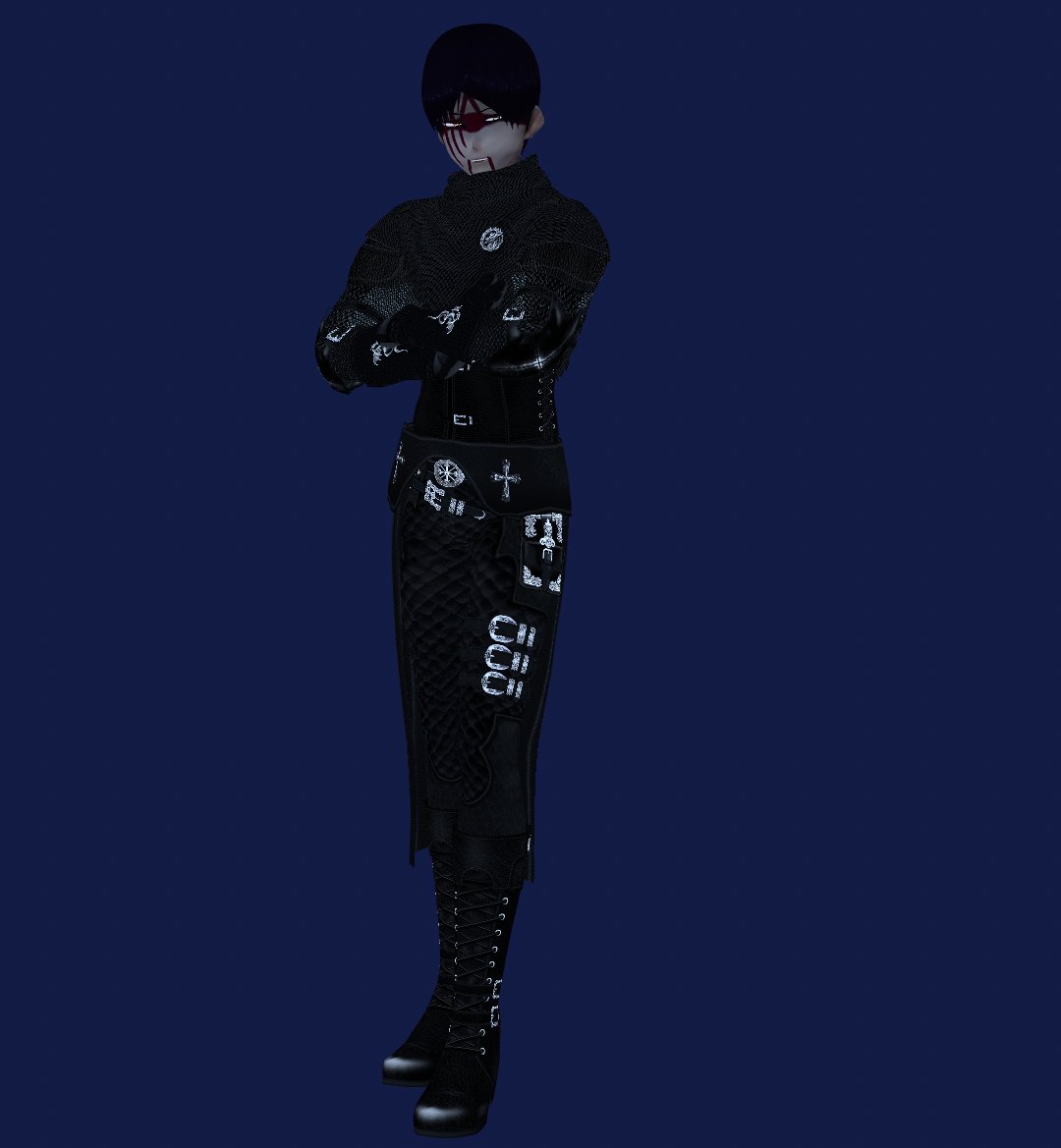 Nanoru_N_Donai's tweet photo. ナノル・"NANA"・ドナイ ver2.00、とりあえず完成です……！

beta版からの移行と各種バランス調整が主なアップデートですが、作業中に興が乗ったので赤の戦化粧を落とした薄めのメイクも実装しました。

衣装は、Ride Design様（@ridedesign8）様のブラックレザーアーマー(バロック)を着用しました。 https://t.co/3ZuzHp02c2