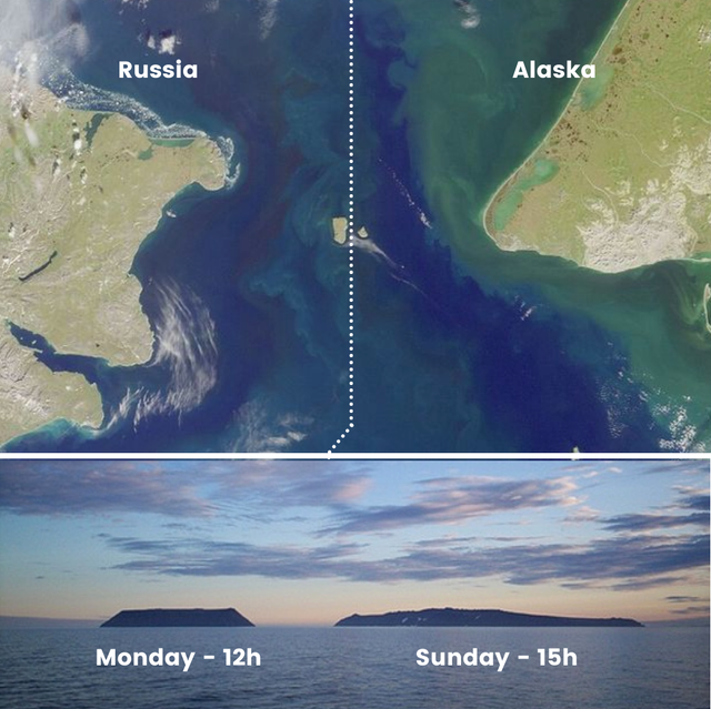 Las islas Diomedes se encuentran entre Rusia y Alaska y tienen 21 horas de diferencia horaria, pese a encontrarse a menos de 4 km de distancia
