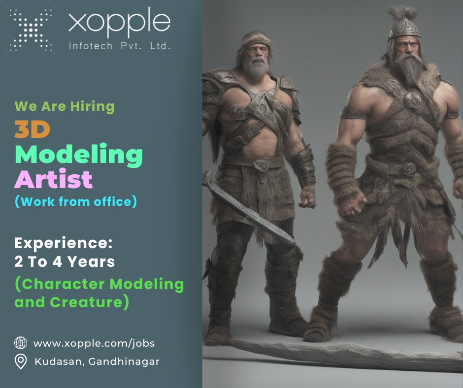 xopple_infotech's tweet photo. Xopple Infotech Pvt. Ltd. is looking for #3D #Modeling #artist
Position : 3D Modeling Artist
Exp: 2 to 4 years
Must be excellent in 3D #Characters / #Creature
Apply: https://t.co/j5yFOP0wR9
#mediclaim #3DModelingArtist #sculpting #CG #texturing #animation #modeling #graphics https://t.co/YhVFqNxMwy