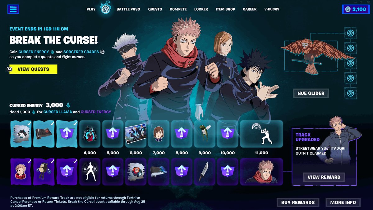 AlanWhos's tweet photo. Jujutsu Kaisen Pass #Giveaway 🎁

• Retweet ♻
• follow me &amp; @tonalant [🔔]

⏰ Ends in 24 hours!

Good luck everyone!🍀🤞 #Fortnite #JujustuKaisen https://t.co/2SNXsAzFmI