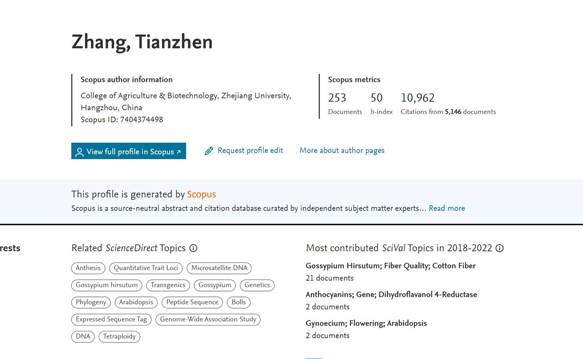 Prof. Tianzhen Zhang, the EiC of #CropDesign. Renowned Agri-Biotech researcher at Zhejiang Univ. His work on #GenomicSelection #MolecularBreeding #TransgenicBreeding and #GermplasmInnovation is reshaping the field of cotton genomics. Profile: sciencedirect.com/author/7404374…