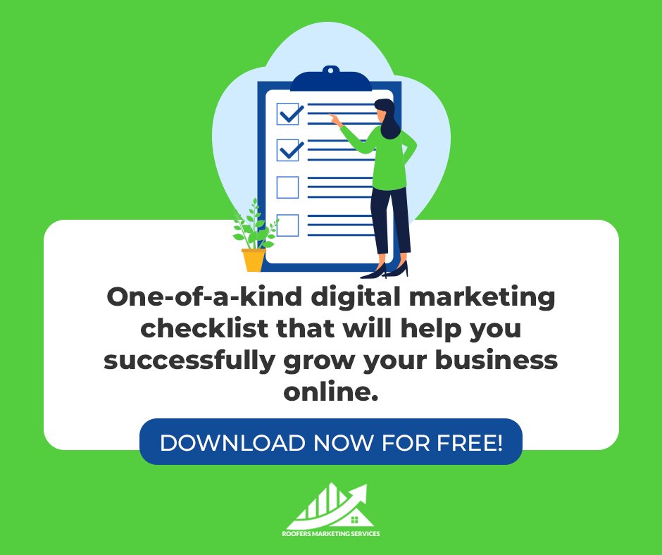 Hey, entrepreneurs. I know it can be overwhelming. Not sure what you should do next? Check out the one-of-a-kind Digital Marketing Checklist to help you grow your business online.

DOWNLOAD NOW FOR FREE!
👉roofersmarketingservices.com/free-essential…
