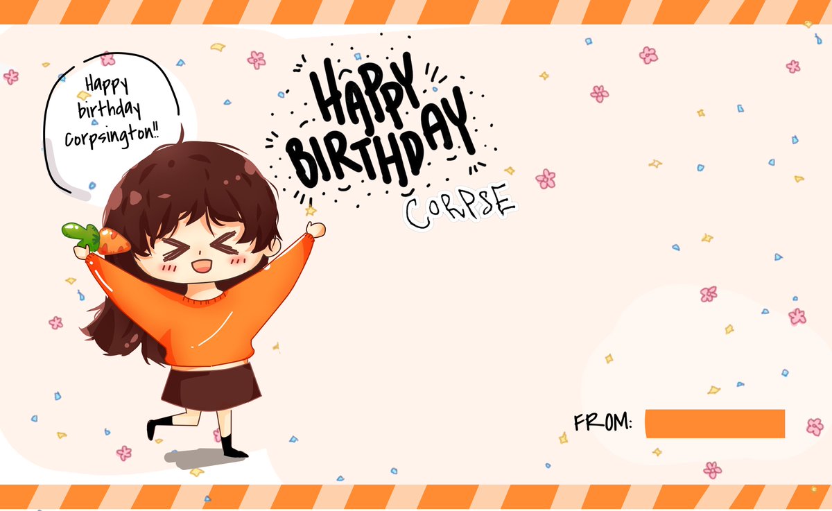 Kanahito26's tweet photo. HAPPY BIRTHDAY CORPSE CARD!!
With Tina Kitten, Foolish Gamers, Karl, and Miyoung!
Feel free to write something for corpse and share it by choosing your favorite Corpse's friend! You dont have to tag me just make sure you type HAPPY BIRTHDAY CORPSE for keep it trending! https://t.co/45MDgBAldU