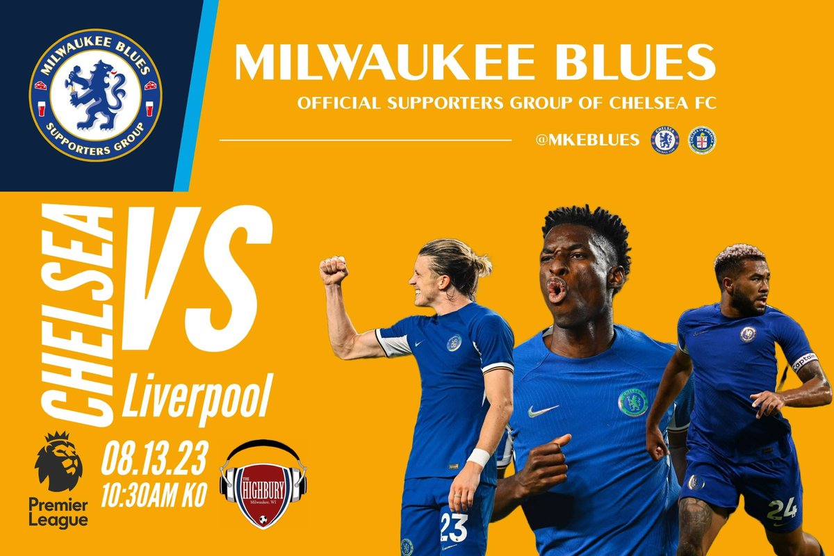 The Prem is BACK, and so are we! 🍻 Join us this Sunday as we kick off our 23/24 Premier League campaign at <a href="/thehighbury/">Highbury Bookkeepers</a>! Hope to see y’all there 🤙🏽 COME ON CHELSEA!!! 🦁💙🔵⚽️🍺 <a href="/ChelseaFCinUSA/">Chelsea FC USA</a> <a href="/PLinUSA/">Premier League USA</a> <a href="/CFCInAmerica/">Chelsea In America</a>