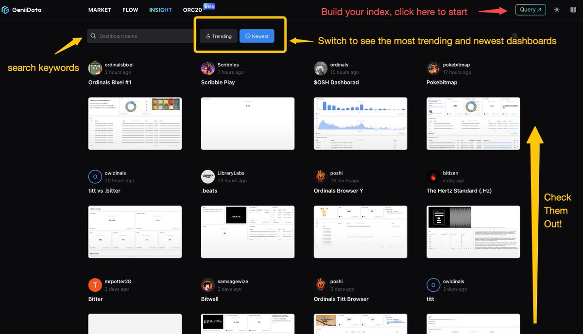 GeniiData's tweet photo. 🔥GeniiData is witnessing a surge of NEW Ordinals Index dashboards! #NewIndex
📢 Attention all Ordinals communities! Build your own index to unlock more potential!
👏Huge shoutout to the builders!
@ordinalsbixel
@SamSageWize
@pokebitmap
@LibraryLabsInc
@BitmapBitizens
🔗👇🧵 https://t.co/dXDB8WZX2m