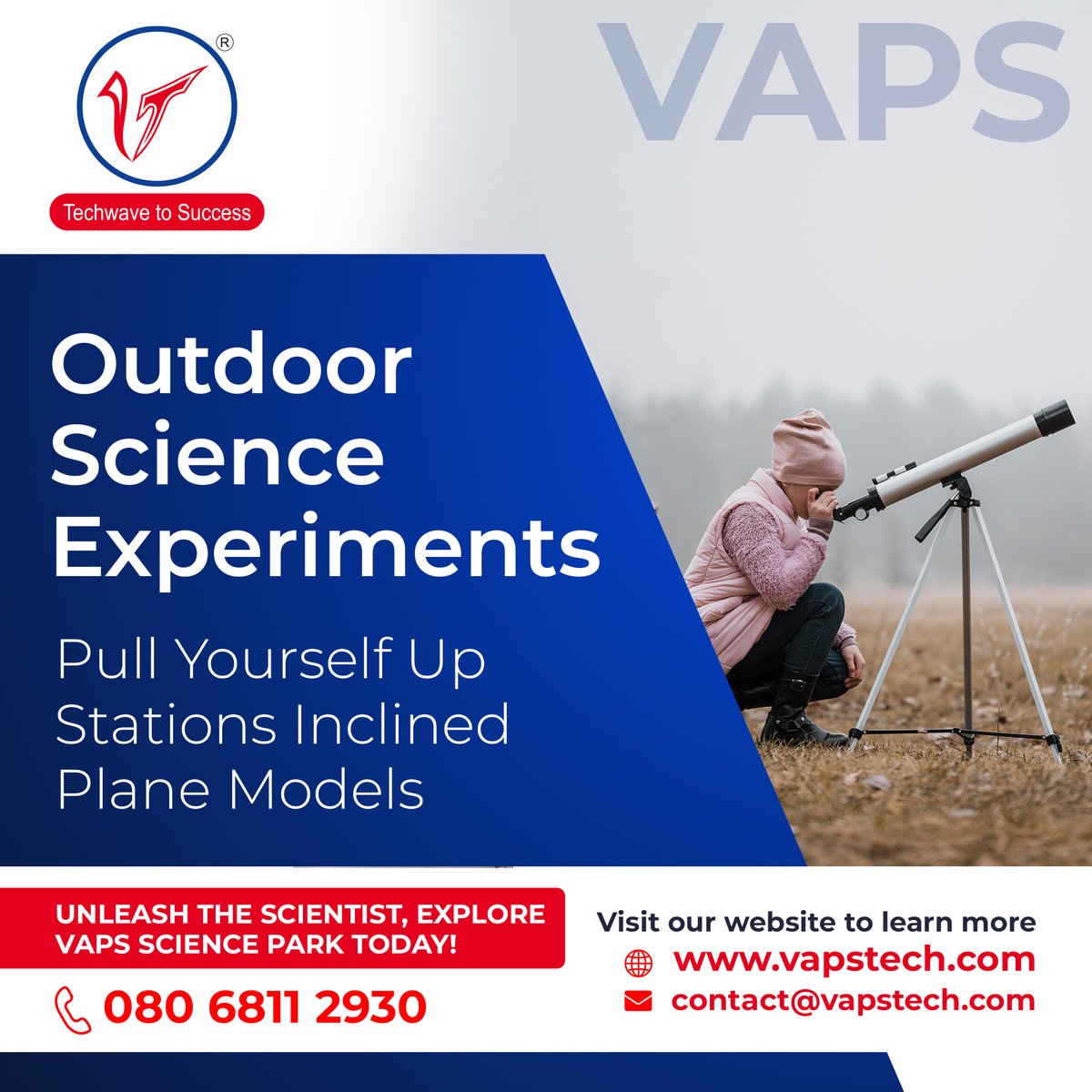 VapsTechnosoft's tweet image. Make science interactive and engaging for students with VAPS Science Park outdoor exhibits! Experience concepts like potential energy, friction, and gravity through pull up stations, inclined planes and more hands-on experiments. Education meets fun! #SciencePark #OutdoorLearning