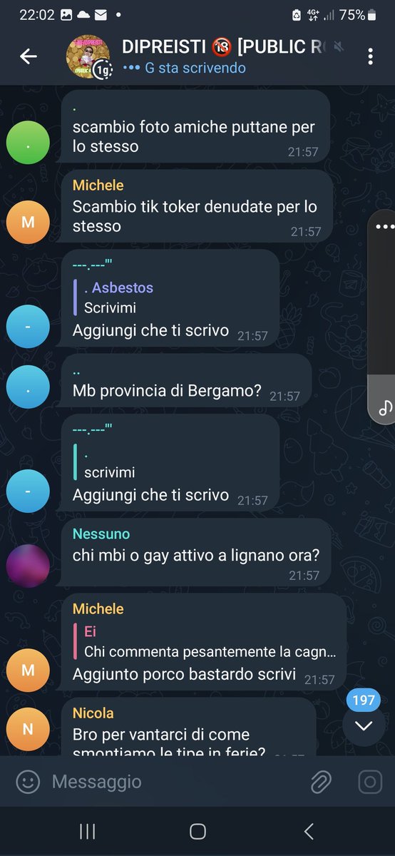 luc3rtolona's tweet photo. comunque i gruppi telegram esistono ancora e sono pieni di uomini, uomini che non sospetteremmo mai che parlano in modo così oggettivamente di noi donne e per cui siamo merce di scambio per seghe, uomini che potrebbero essere i nostri, padri, fratelli, amici https://t.co/DeoIwOJqkM