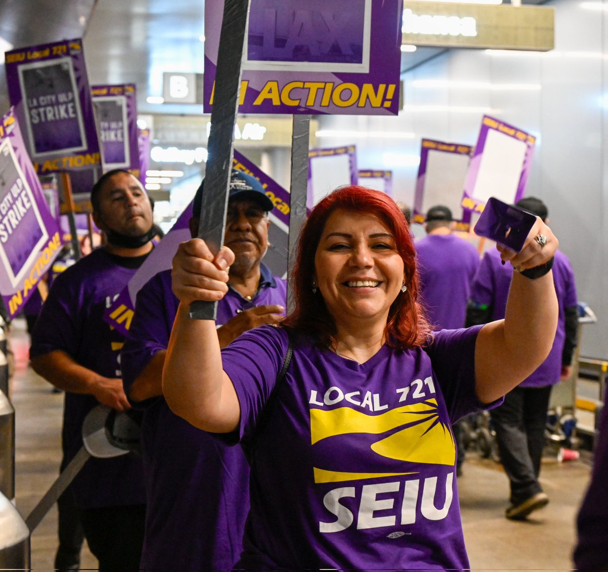 UnionDrip's tweet image. Today 11,000 Los Angeles City workers are on strike for the first time in over 40 years.

This is the scene right now at LAX. #SolidaritySummer