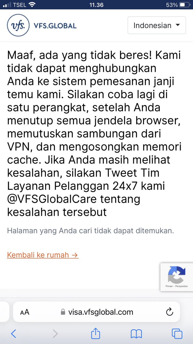 hendrafolk's tweet photo. @vfsglobalcare masih belum bisa membuat pemesanan janji.. https://t.co/mJTNXaXVa0