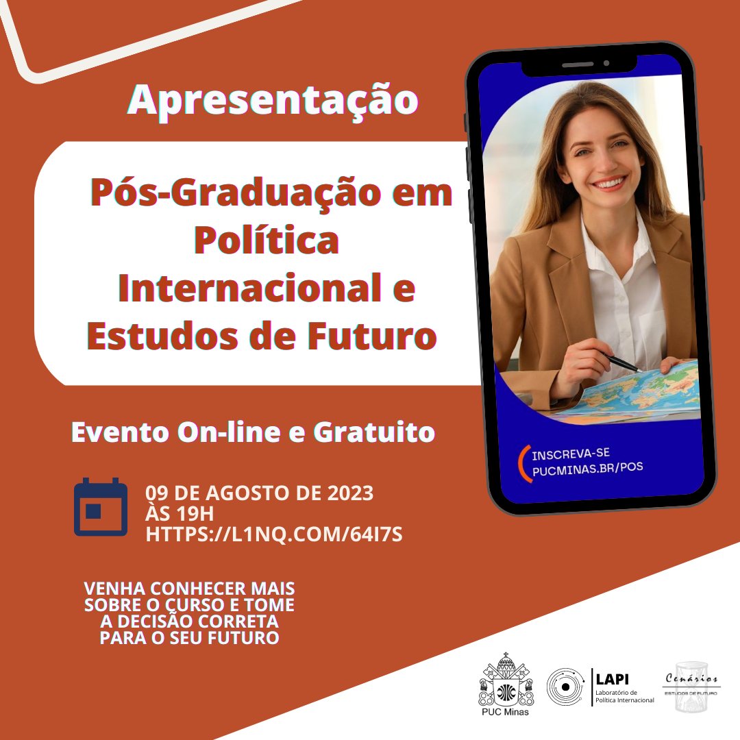 Amanhã teremos uma palestra de apresentação do curso em Política Internacional e Estudos de Futuro!  l1nq.com/64i7s.