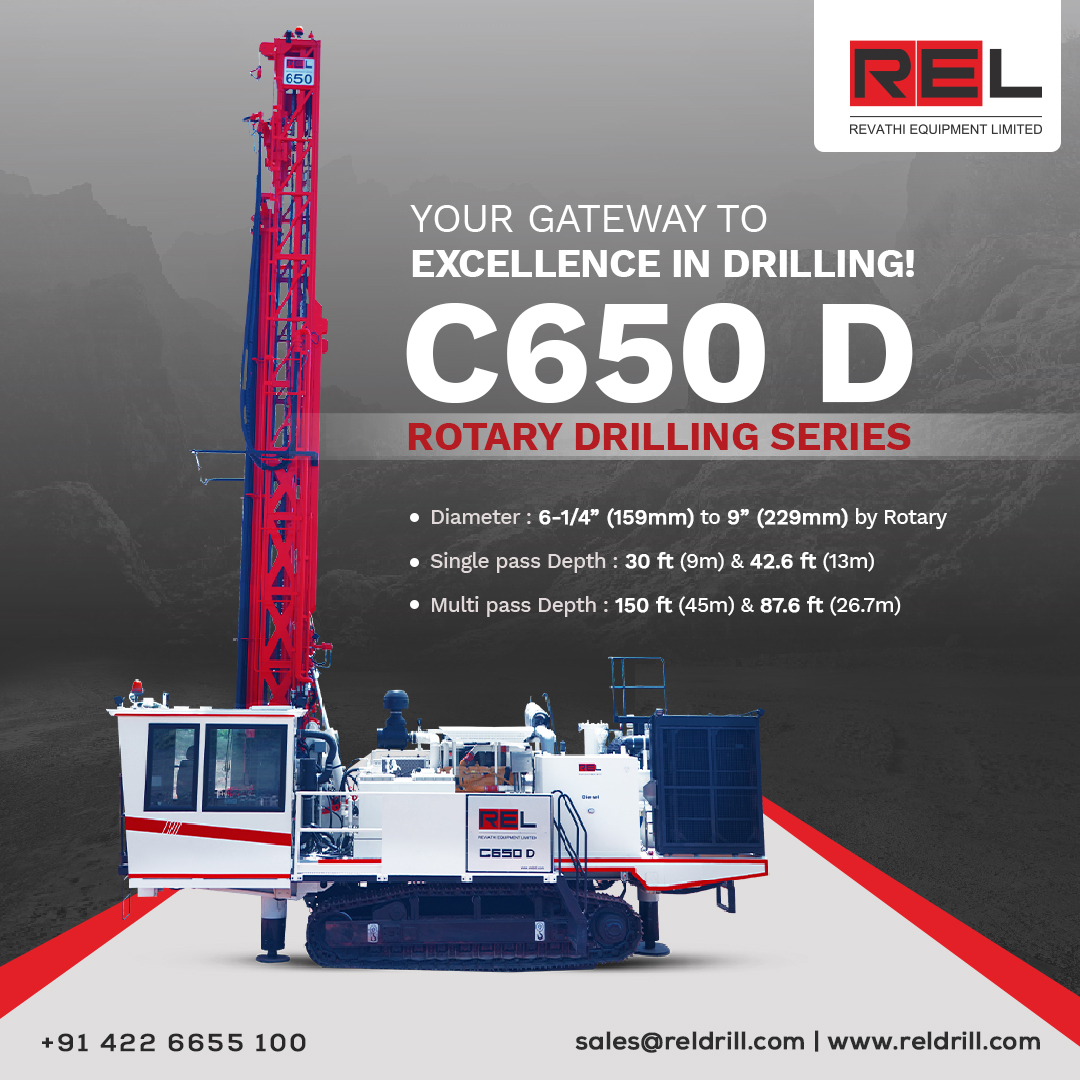 revathiequipltd's tweet photo. Get ready to conquer drilling challenge with our C650 D rotary drilling series from #RevathiEquipment.
Advanced features and superior engineering make this equipment an excellent fit
https://t.co/lRtPqYI1hF
#REL #blastholedrill #rotaryblastholedrill #C650D #DTHdrill #reldrill https://t.co/tHGi4JrgDL
