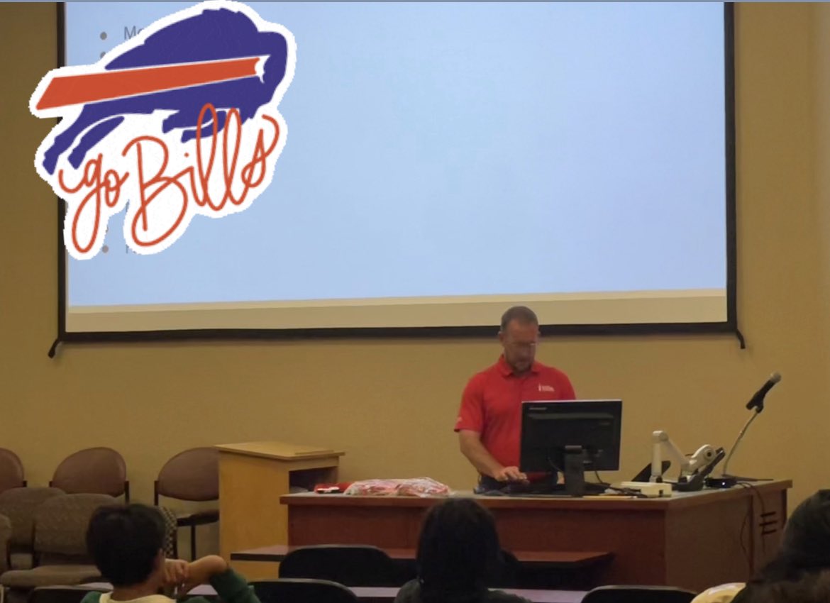 Mr_ARod's tweet photo. Dr. Harrison, Associate Dean of SJFU School of Business and Director of @BuffaloBills Training Camp Operations, discussed the planning processes of hosting the Bills and career opportunities in sports with @RCSDNYS students over the course of 3 days. @FisherNews #AccelerationU https://t.co/UsWUqgfvU2