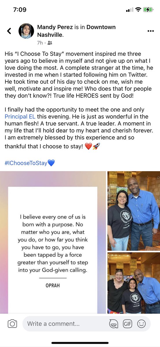 MandyPerez3's tweet image. His #IChooseToStay movement inspired me 3 yrs ago to believe in myself/not give up on what I love doing the most. I finally met THE @Principal_EL! A true servant/leader. Extremely blessed by this experience and so thankful that I choose to stay! 💙 @KyDeptofEd 

#IChooseToStay💙