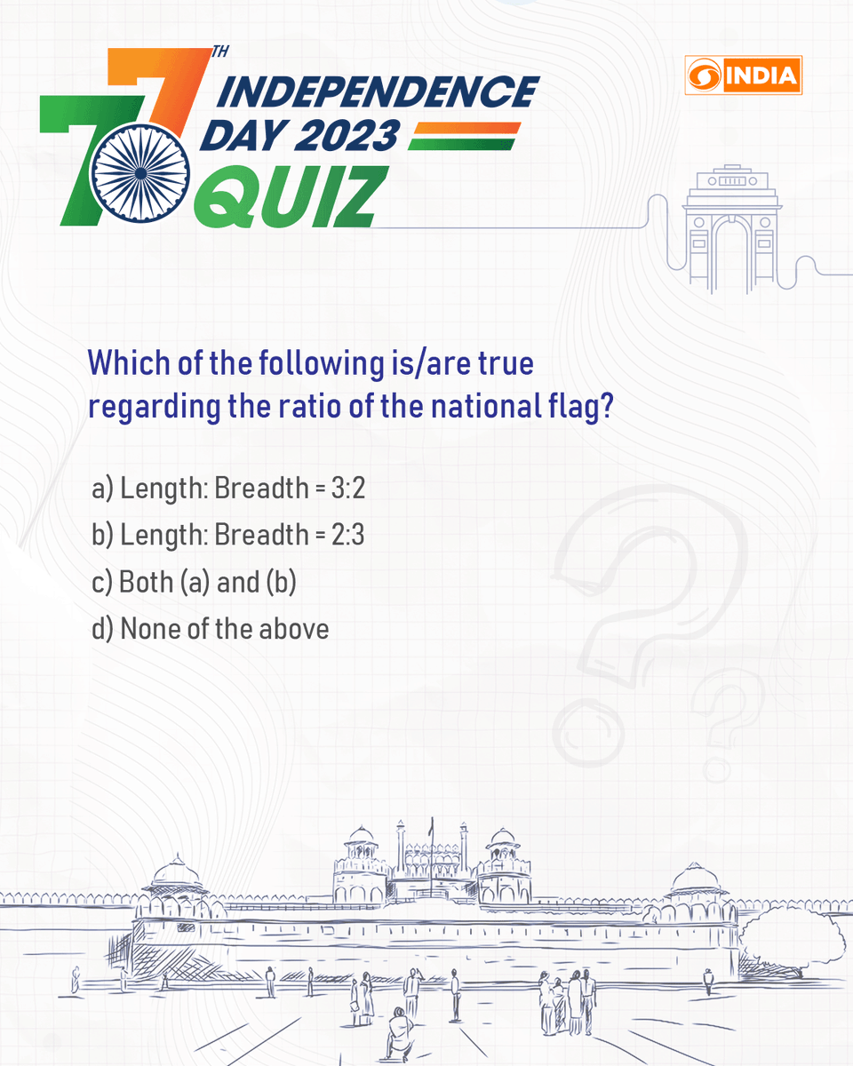 This #IndependenceDay 🇮🇳, Check your freedom I.Q. with DD #NationFirst #IndependenceDayWithDD #tirangamypride #HarGharTiranga #QuizTime