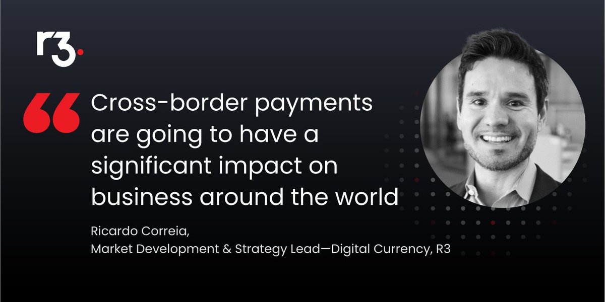 inside_r3's tweet photo. Do you know the extent to which a world with #CBDCs will transform #financialliquidity and the way we transact?
R3's CBDC and Digital Currencies Strategy Lead, Ricardo Correia, is helping central banks realize this vision.
Kickstart your #CBDC journey: https://t.co/p0Vkk6bUYr https://t.co/fq23gjwqOH