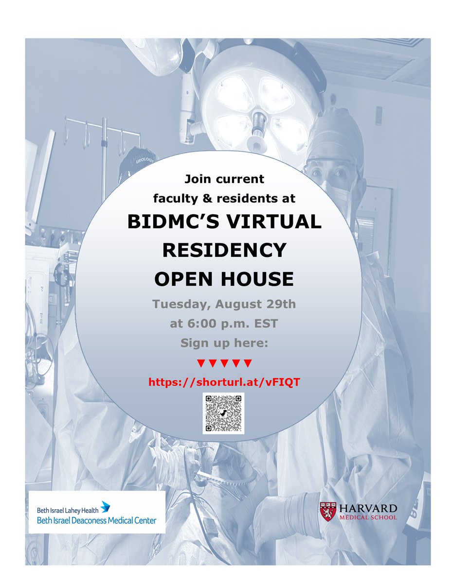 📣Attn #Medstudents 📣 Considering ⭐️#Urology? ⭐️Come check out @BIDMCUrology 's #Residency #Virtual #OpenHouse on August 29th @ 6PM EST Sign up here➡️➡️ rb.gy/aefpc #Match2024 #AUAMatch2024 @BIDMChealth @BIDMCSurgery