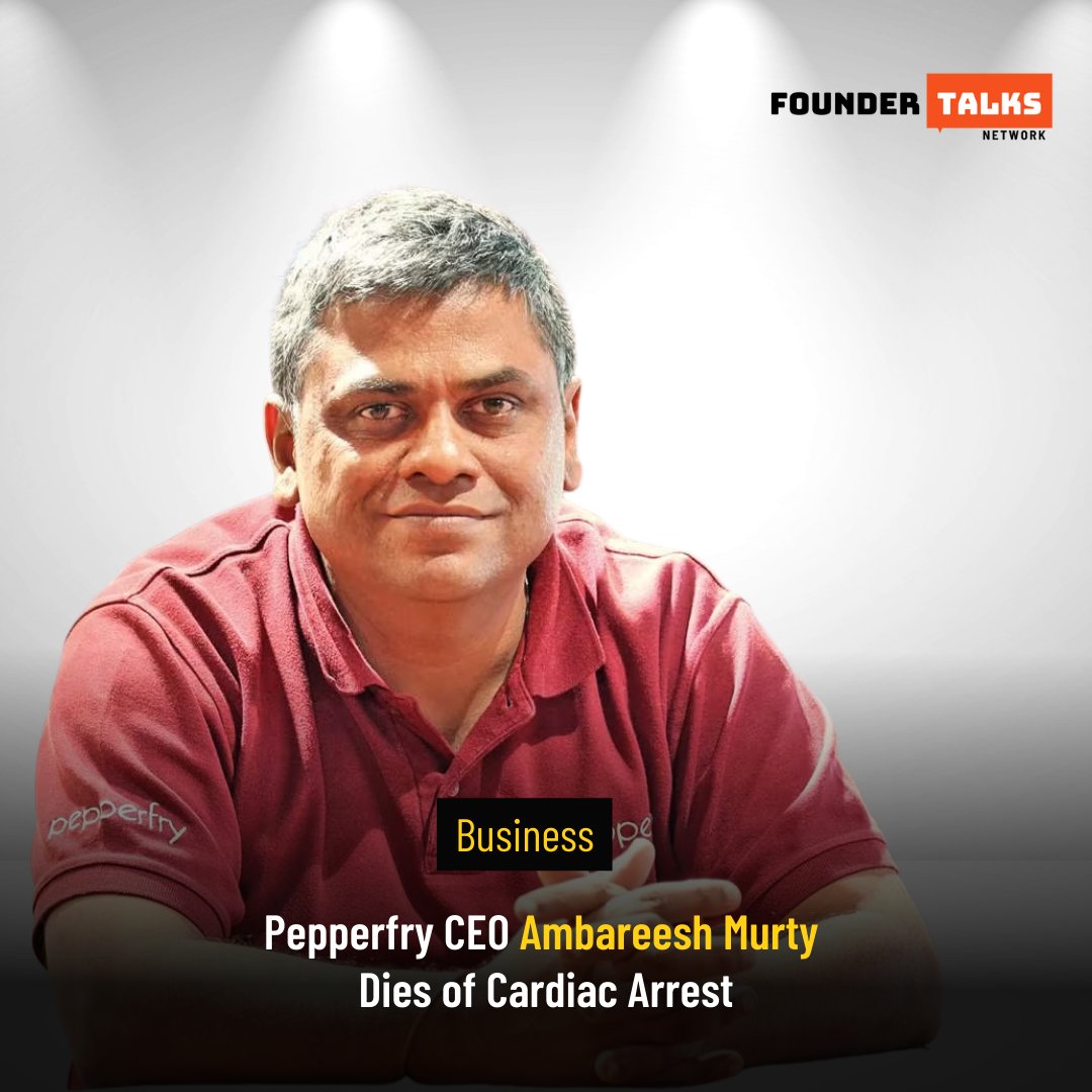 foundertalkspro's tweet photo. Ambareesh Murty, co-founder of Pepperfry, an online furniture and home décor store, died on Monday night in Leh. He was 51.
https://t.co/95kAdS0FgI

#AmbareeshMurty #Pepperfry #RIP #Entrepreneur https://t.co/9Hn5EzmfbO