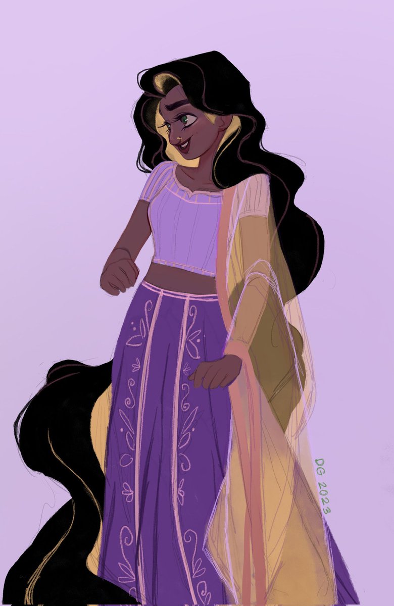 I wanted to try doodling a south asian rapunzel ✨️