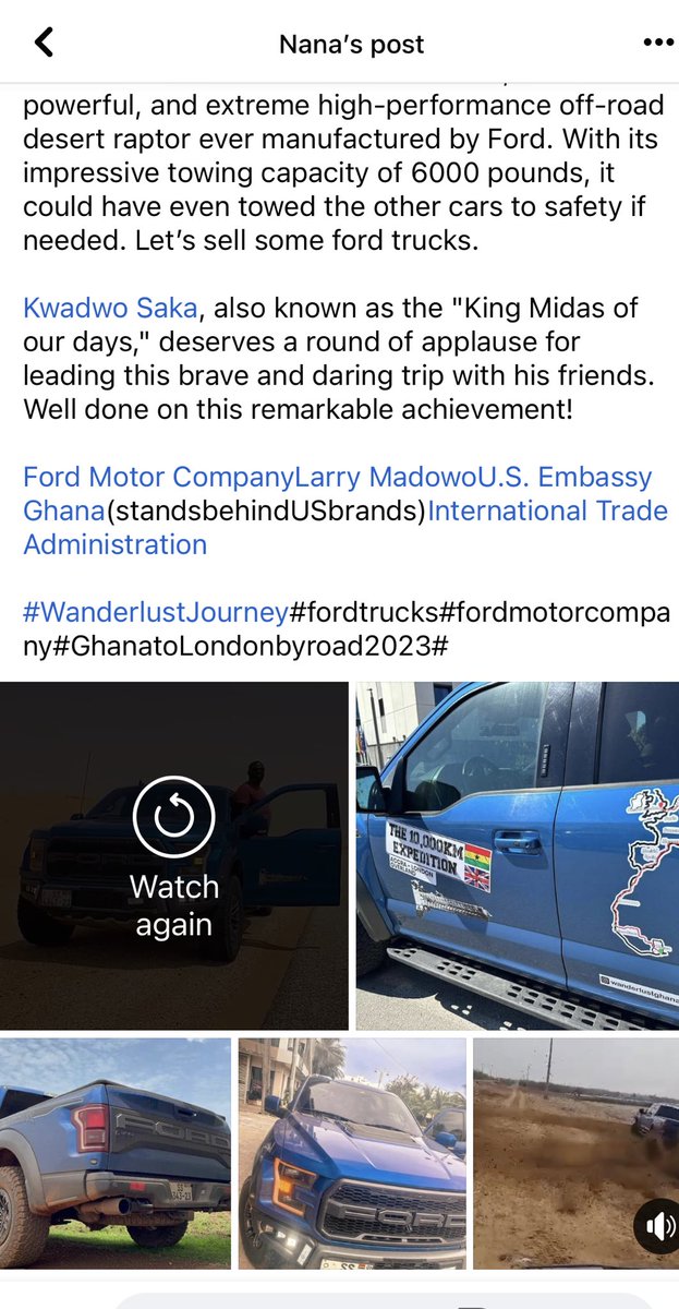 okukutako's tweet image. ⁦⁦@Ford⁩ ⁦@USEmbassyAccra⁩ ⁦@CNN⁩ ⁦@cnnbrk⁩ ⁦@FoxNews⁩  we make it. Accra london by road in my ford raptor