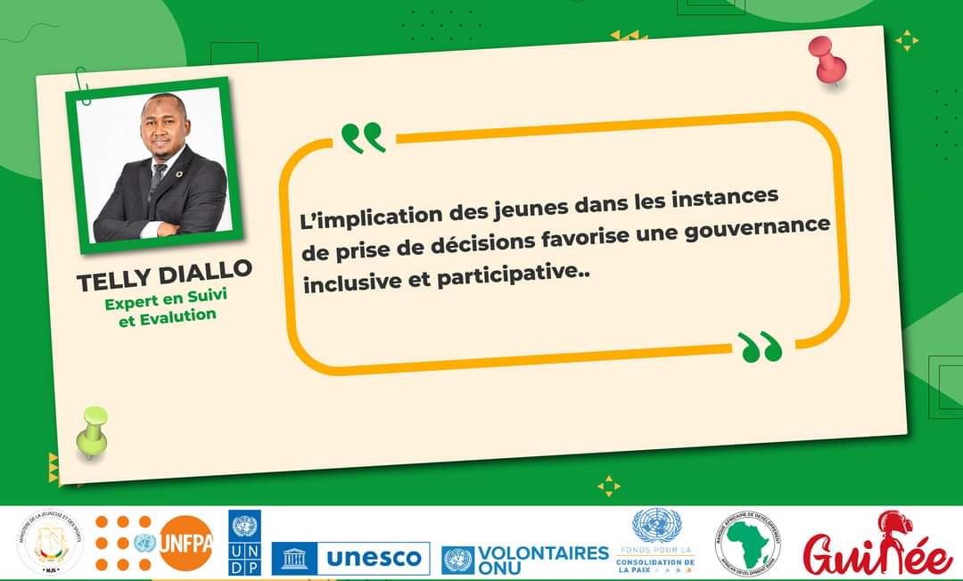 kansetheophile's tweet photo. 📢L'implication des jeunes dans les instances de prise de décisions favorise une gouvernance inclusive et participative. Telly Diallo
@pvnuguinee @unfpa_guinee @MJS_GN @PBF_Guinee @PNUDGuinée https://t.co/pX0xd2K3ku