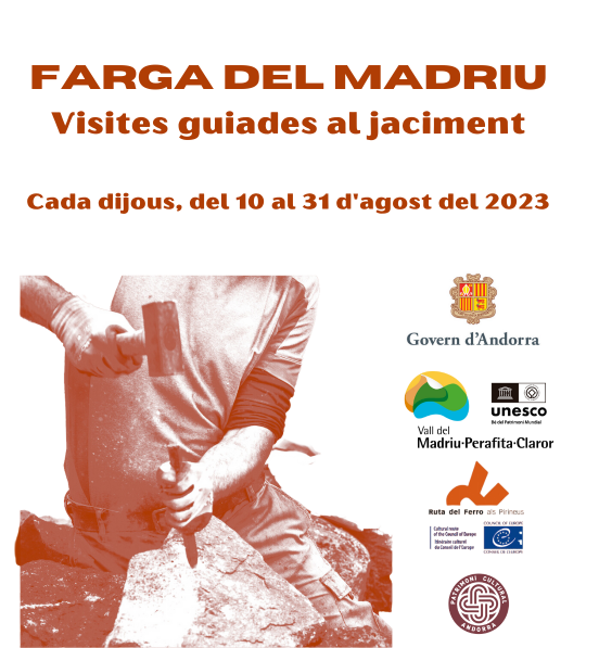 VMPC_Andorra's tweet photo. 🏞️Visites guiades a la Farga del Madriu.
⚒️ Cada dijous d’agost us esperem a la Farga del Madriu per explicar-vos els treballs programats en aquesta tercera fase del programa de conservació i valorització del jaciment.
Us hi esperem!!! https://t.co/gLLFyR1Zic