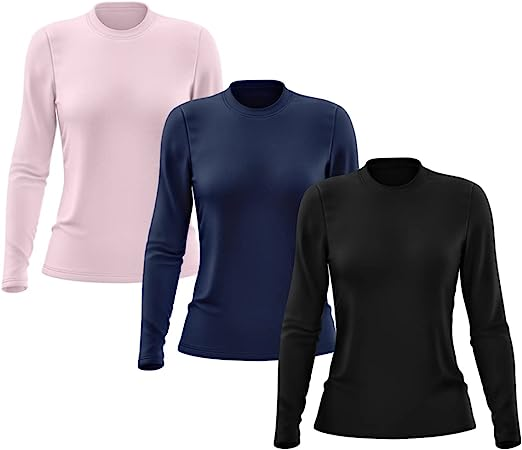 Kit 3 Camisetas Feminina Manga Longa Térmica Proteção Solar UV Dry Fit Segunda Pele X