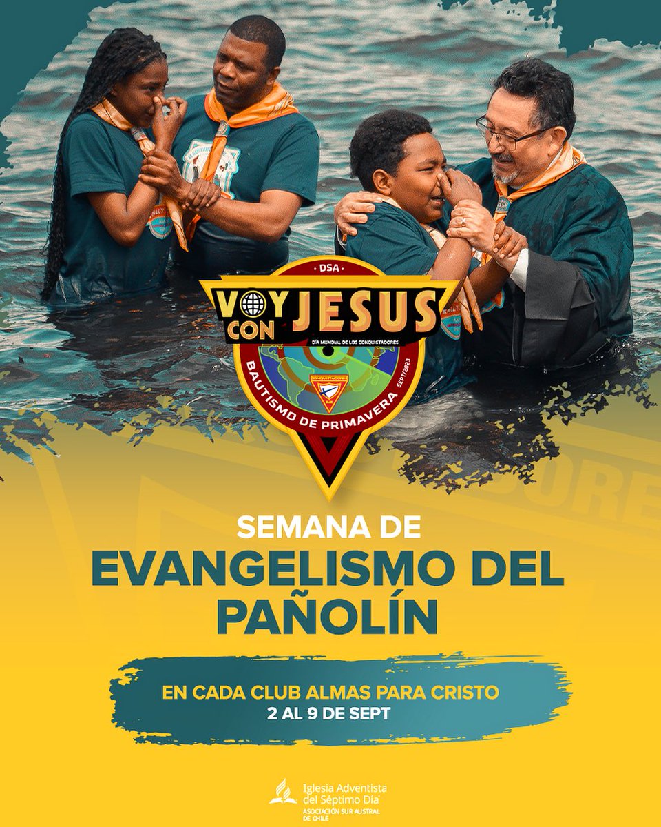 Queridos conquistadores, Maranatha!

Ya nos preparamos con todo para la gran semana de evangelismo del pañolin, donde cada club tendrá una hermosa semana de evangelismo y lindas decisiones de bautismos de conquistadores que aceptarán dar este gran paso de fe.

Dios te bendiga!