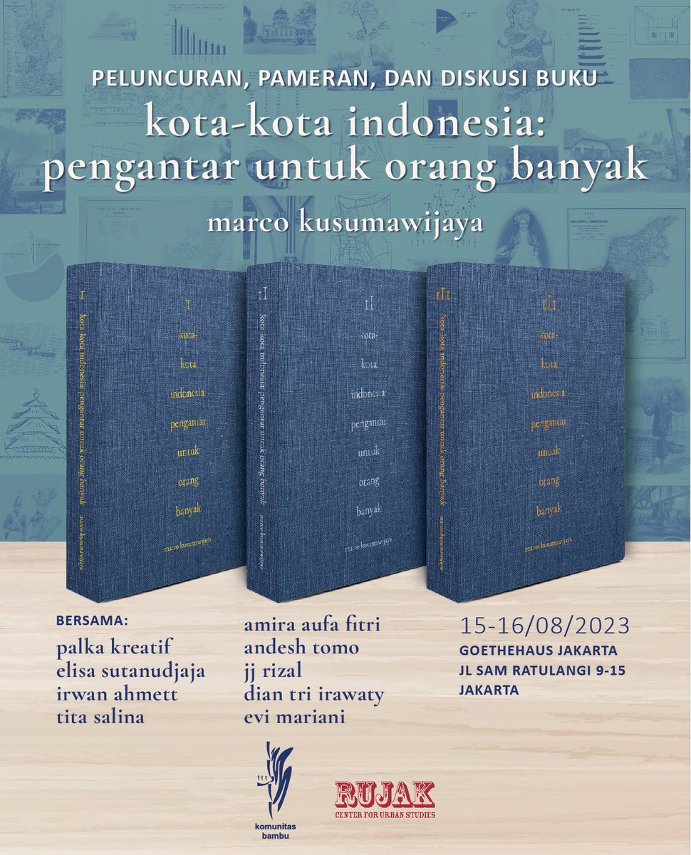 Mengajak kawan-kawan semua untuk hadir di acara peluncuran buku
𝙠𝙤𝙩𝙖-𝙠𝙤𝙩𝙖 𝙞𝙣𝙙𝙤𝙣𝙚𝙨𝙞𝙖: 𝙥𝙚𝙣𝙜𝙖𝙣𝙩𝙖𝙧 𝙪𝙣𝙩𝙪𝙠 𝙤𝙧𝙖𝙣𝙜 𝙗𝙖𝙣𝙮𝙖𝙠
Acaranya gratis dan terbuka untuk umum, siapapun boleh datang, apalagi yang udah punya bukunya~
