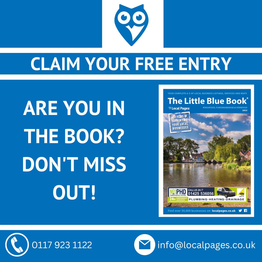 Local Pages (@tweetlocalpages) on Twitter photo Local businesses, have you claimed your free entry to the Local Pages Ringwood, Fordingbridge & Verwood book?
You can contact us at 01179231122
Alternatively, you can contact us at: info@localpages.co.uk
#localpages #specialoffer #freeentry #ringwood #fordingbridge #verwood Local businesses, have you claimed your free entry to the Local Pages Ringwood, Fordingbridge & Verwood book?
You can contact us at 01179231122
Alternatively, you can contact us at: info@localpages.co.uk
#localpages #specialoffer #freeentry #ringwood #fordingbridge #verwood