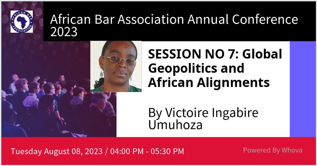 Aujourd'hui, à la conférence annuelle de <a href="/afribar/">African Bar Associat</a> (African Bar Association), Victoire Ingabire (<a href="/VictoireUmuhoza/">Victoire Ingabire Umuhoza</a>) parlera de sa vision du dialogue hautement inclusif dont la Région des Grands Lacs a besoin, afin de mettre un terme aux conflits armés qui l'endeuillent depuis 3